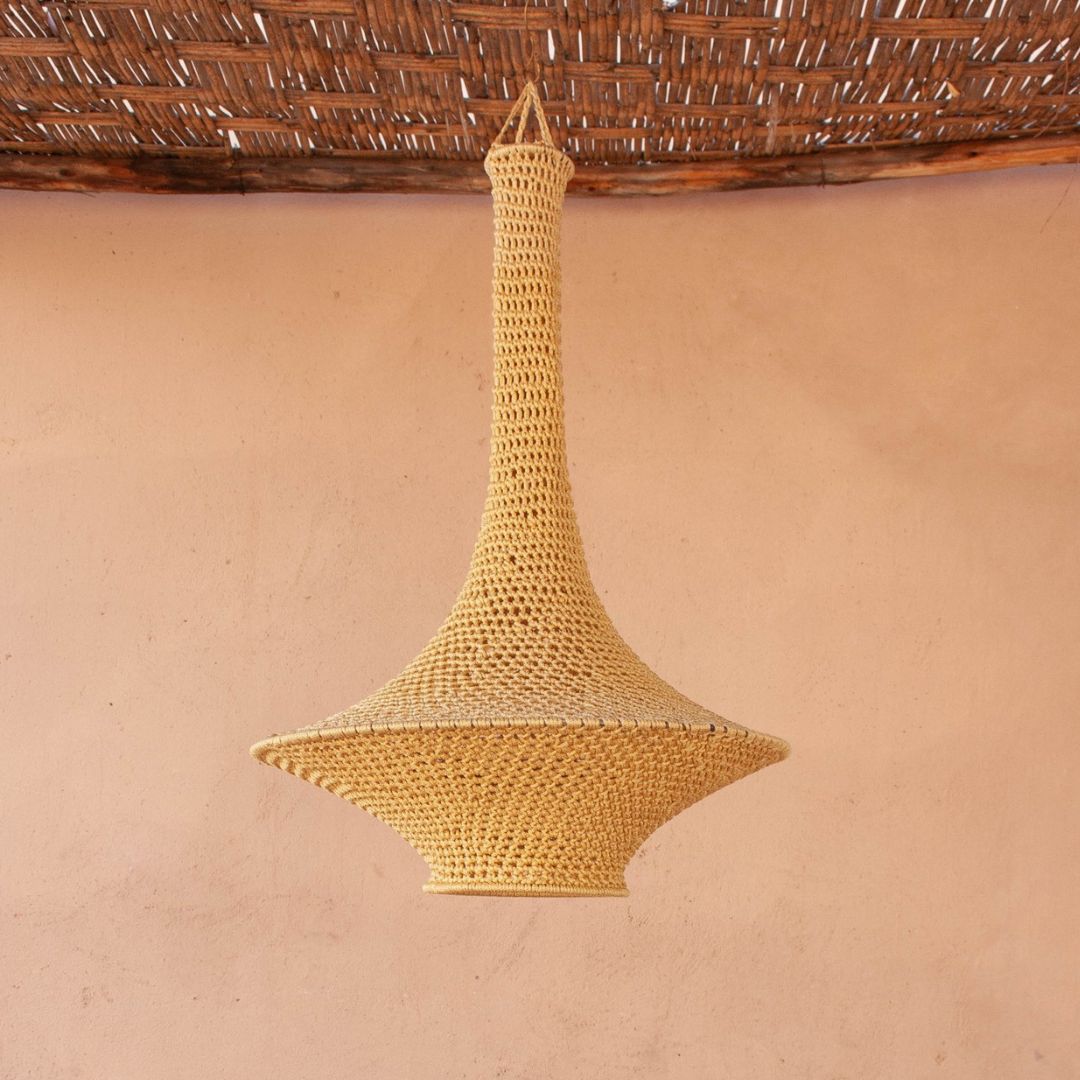 Hand-Crocheted Tiered Pendant Light
