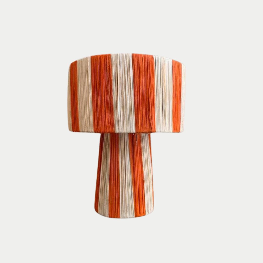 Hand-Woven Raffia Pedestal Table Lamp