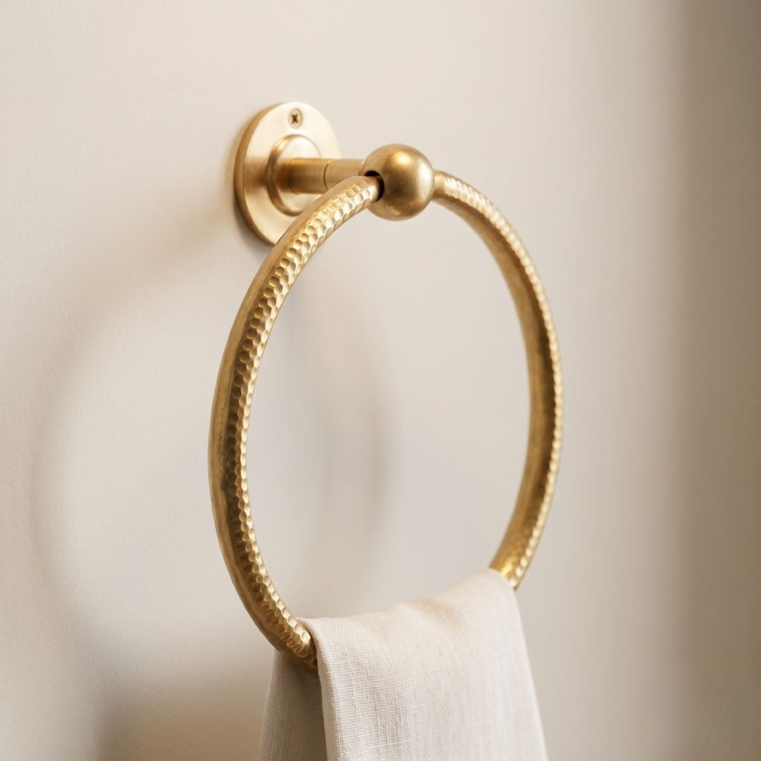 Hand-Hammered Brass Towel Ring