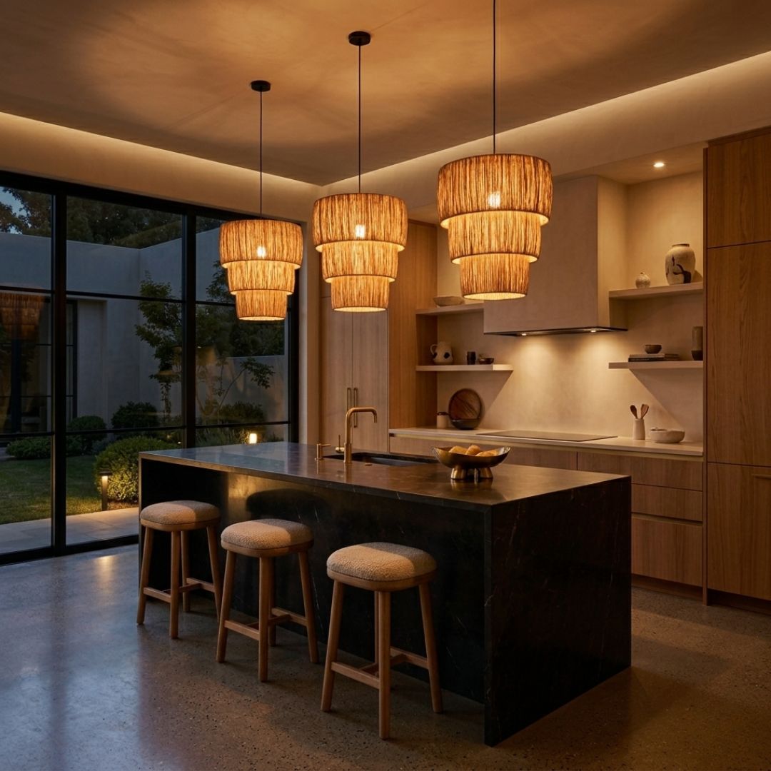 Nael Tiered Raffia Table Lamp