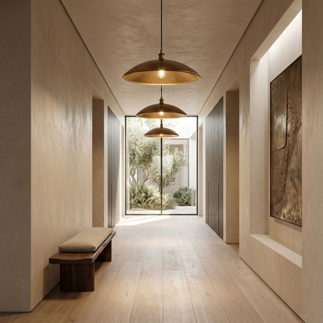 Aurelius Hammered Brass Pendant Light