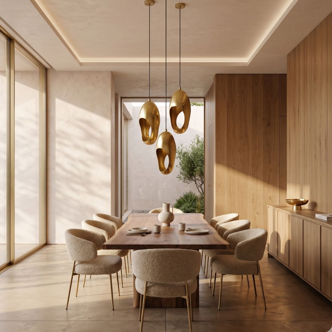 Hammered Brass Oval Pendant Light