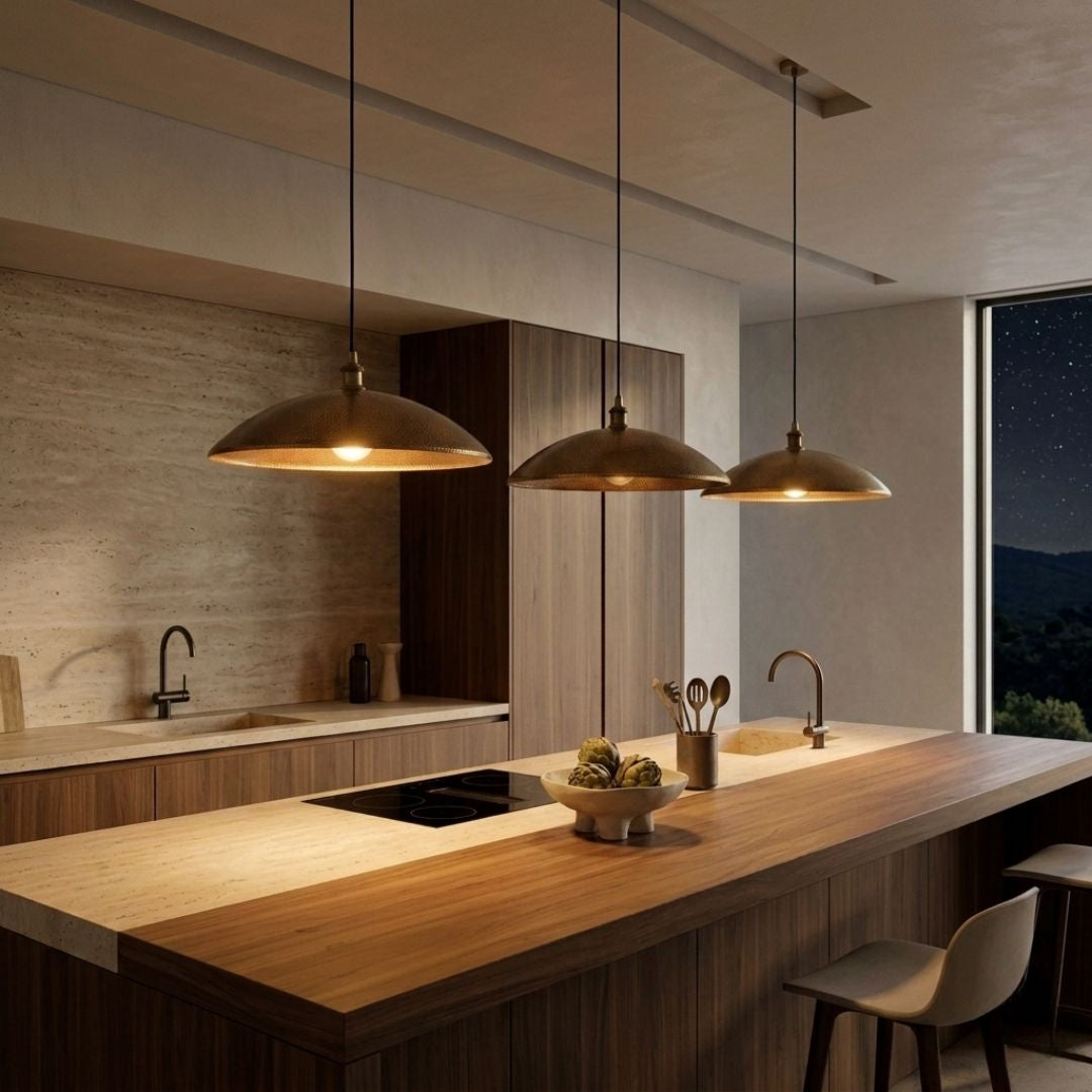 Aurelius Hammered Brass Pendant Light