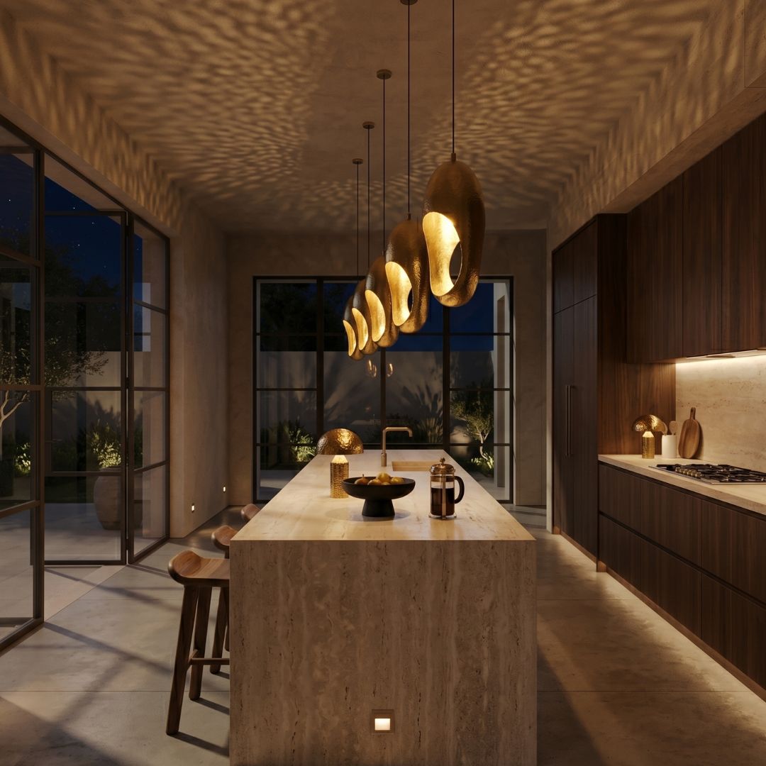 Hammered Brass Oval Pendant Light