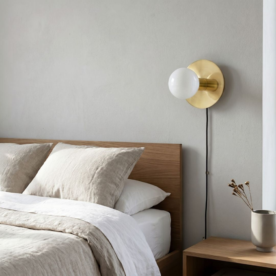 Hand-Burnished Brass Disk Sconce