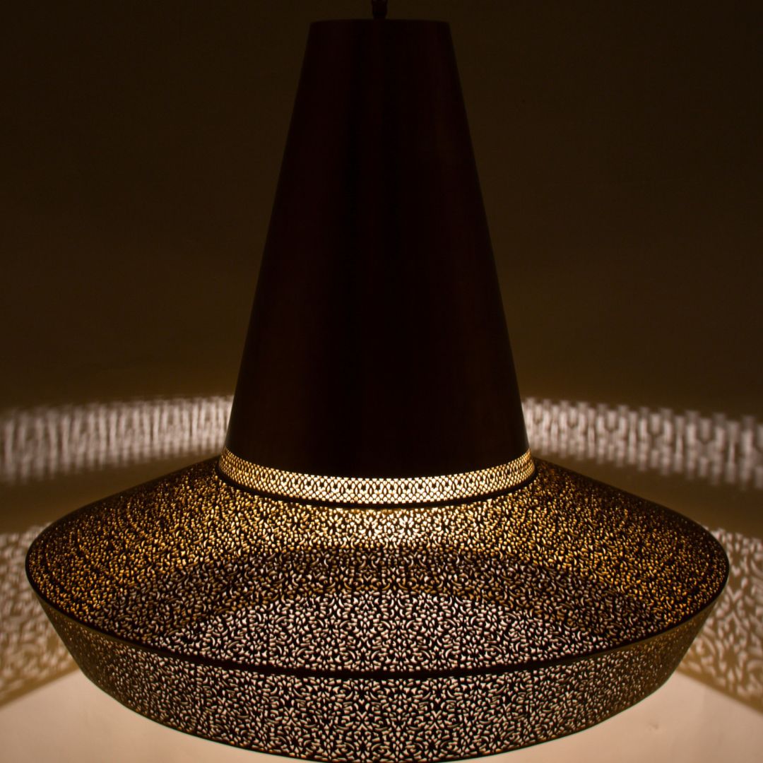Jawhara : Hand-Etched Brass Pendant Light