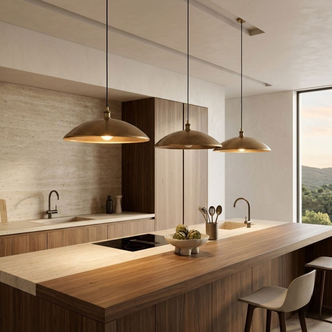 Aurelius Hammered Brass Pendant Light