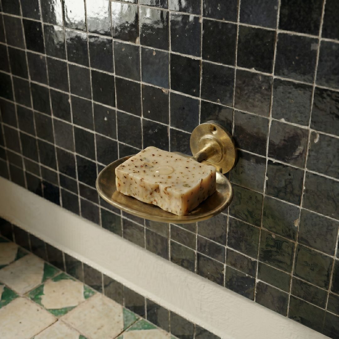 Hand-Etched Solid Brass Wall-Mounted Soap Dish