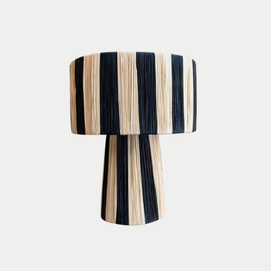 Hand-Woven Raffia Pedestal Table Lamp