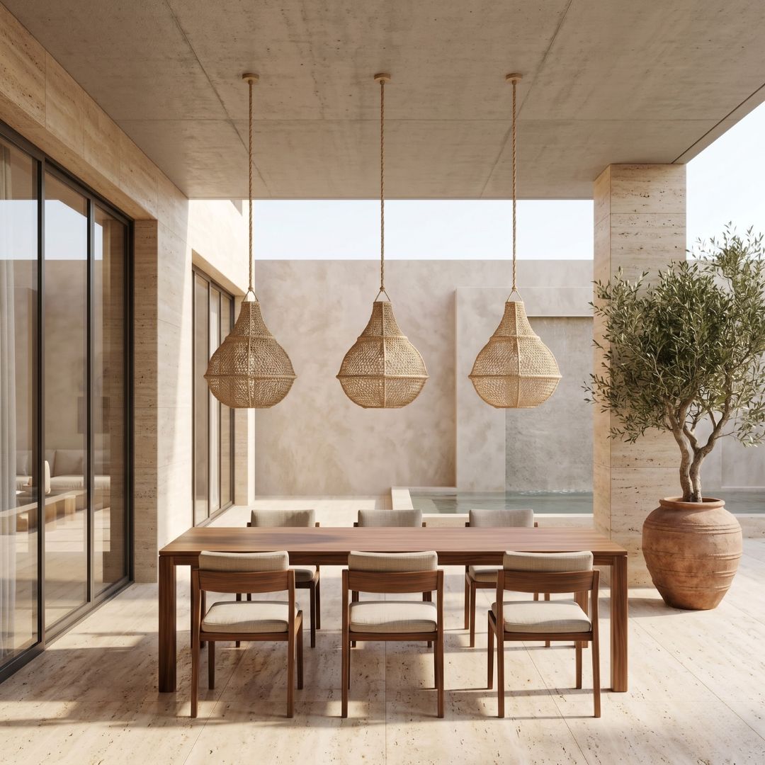 Artisanal Woven Raffia Teardrop Pendant Light