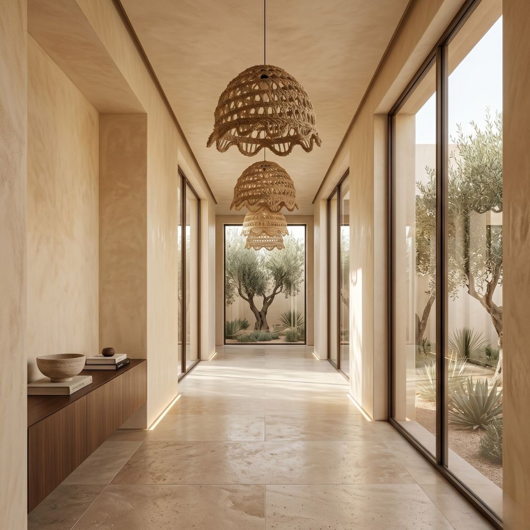 Hand-Woven Natural Raffia Bell Pendant Light