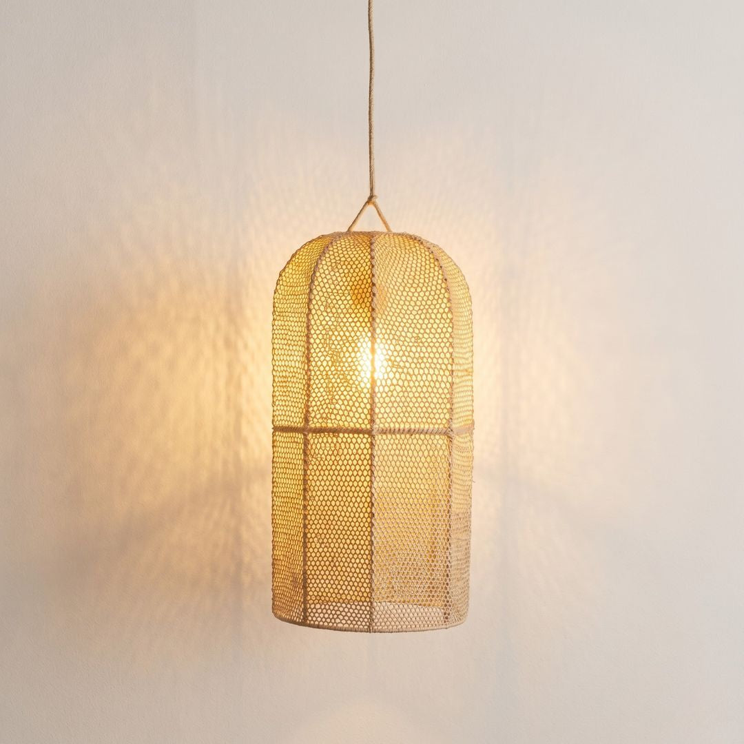 Artisanal Woven Raffia Capsule Pendant Light