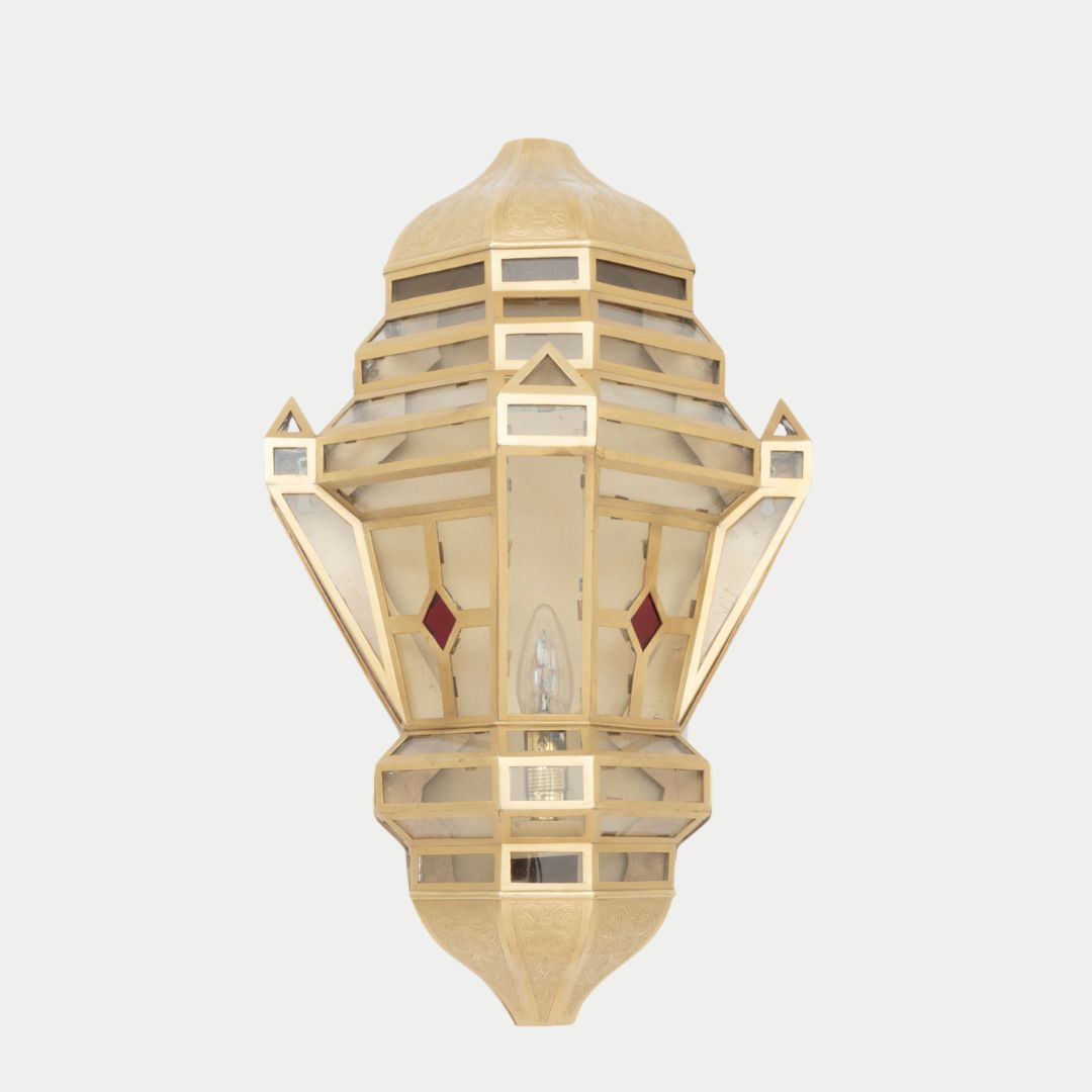 Royal Moorish Glass & Brass Wall Lantern
