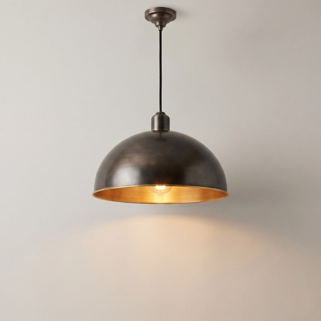 Artisanal Brass Dome Pendant