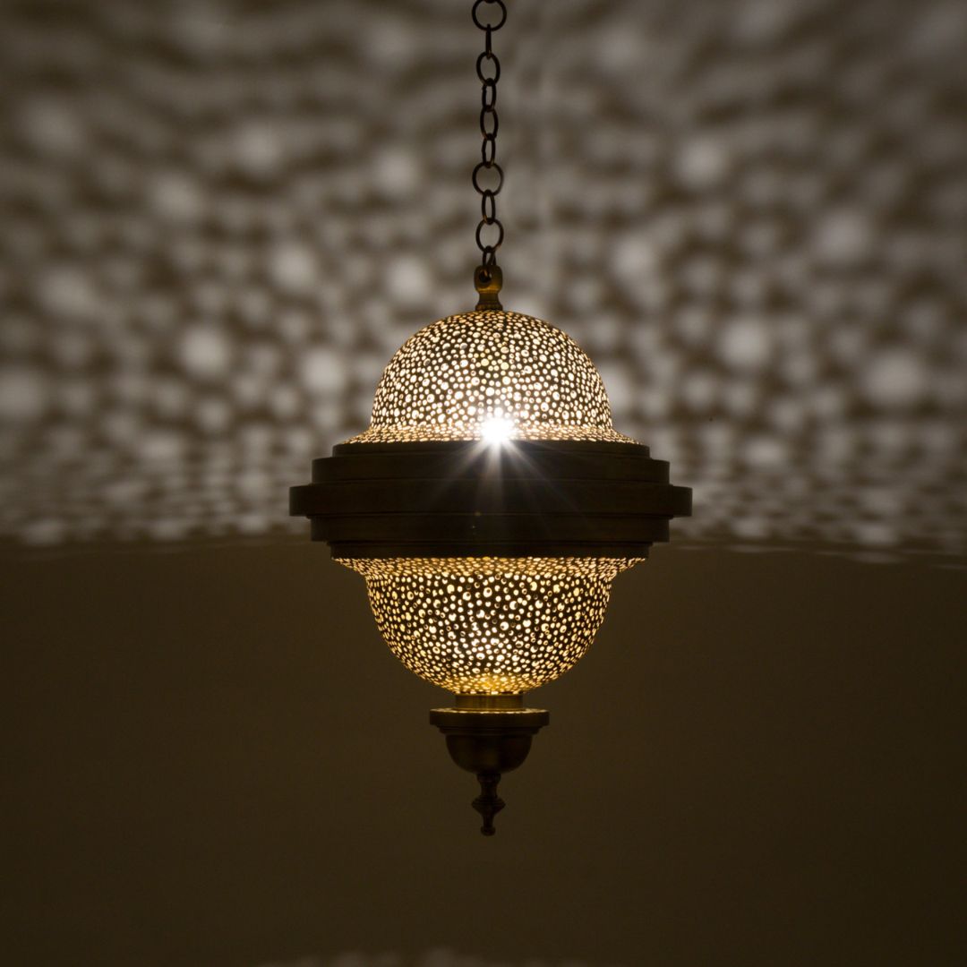 Mervat : Handcrafted Moroccan Perforated Brass Pendant Light