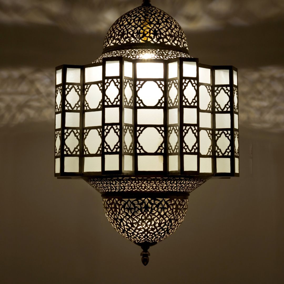 Nissrine : Handcrafted Moroccan Brass & Frosted Glass Lantern