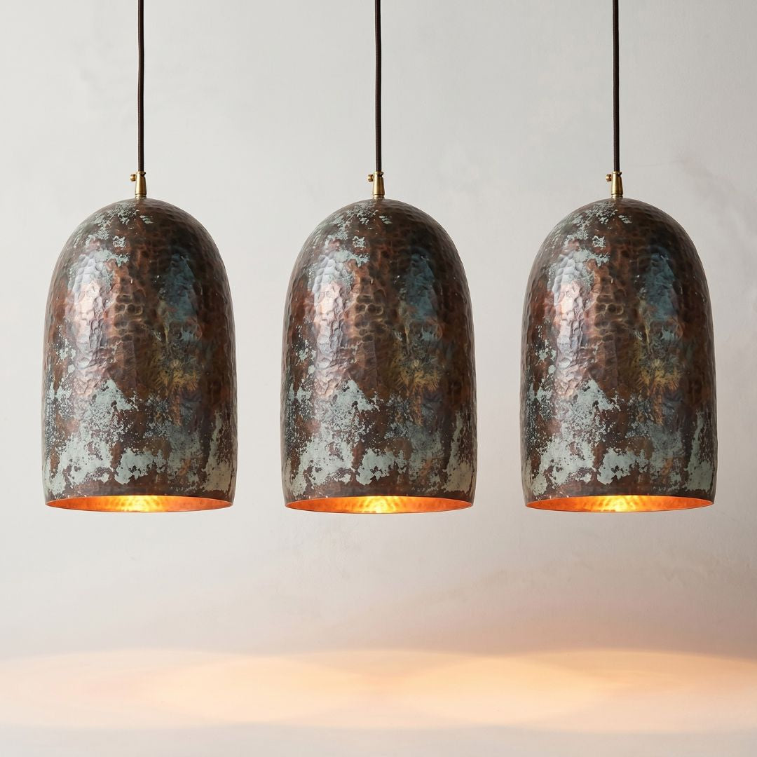 Hand-Hammered Copper Bell Pendant Light
