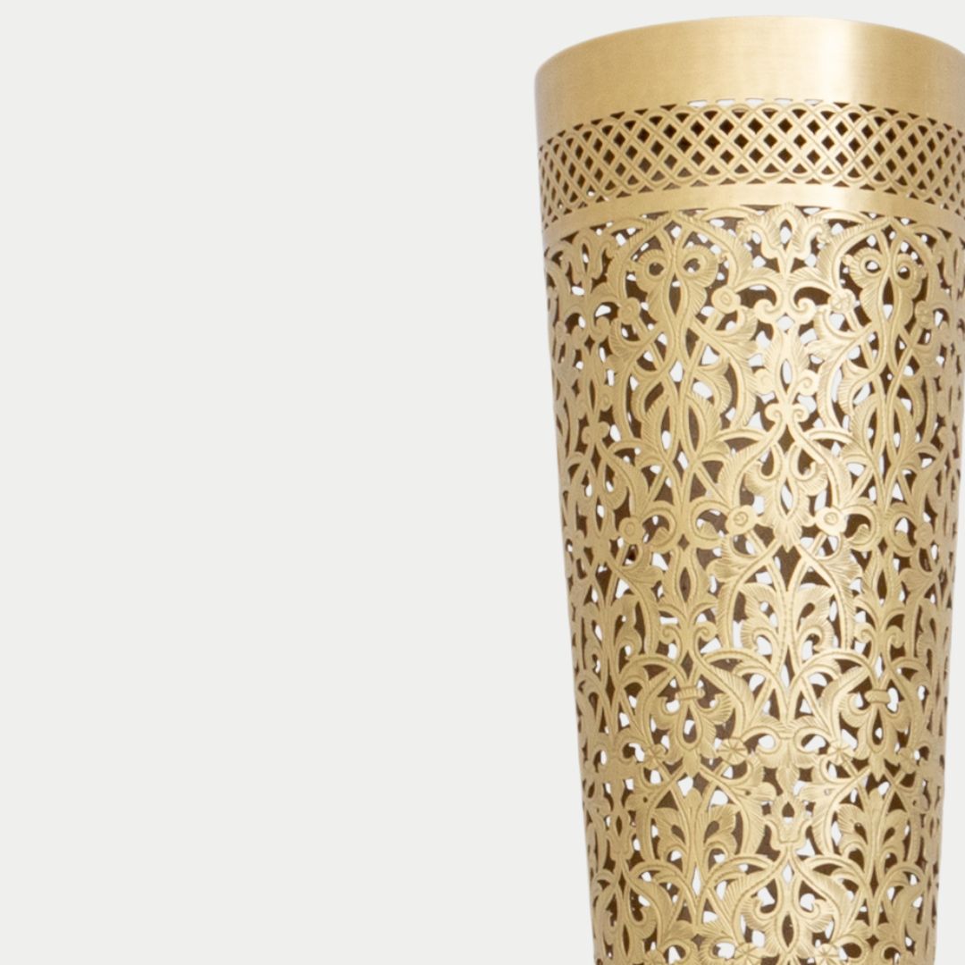 Hand-Etched Arabesque Brass Torch Sconce