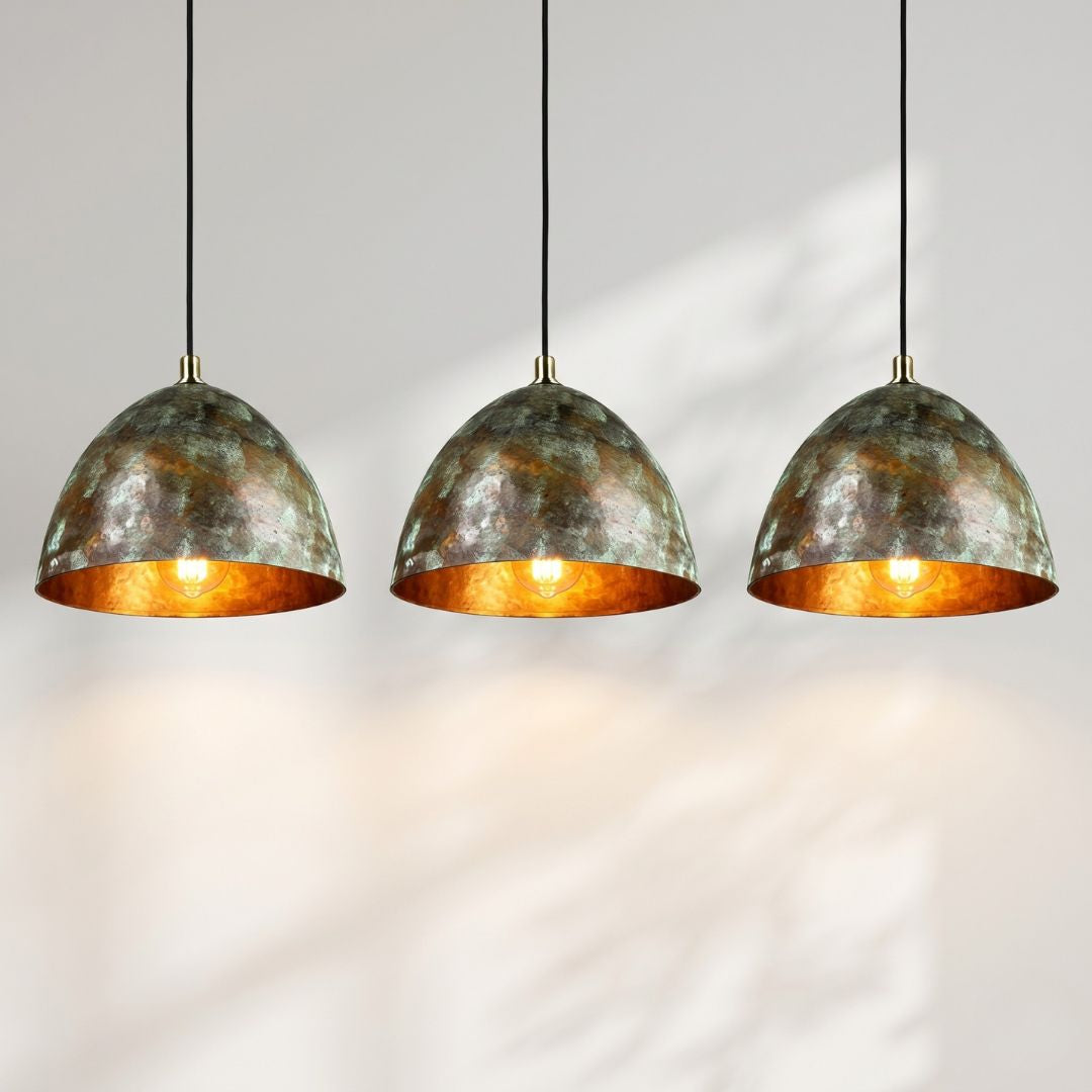 Parabolic Pendant – Distressed Bronze & Hammered Copper