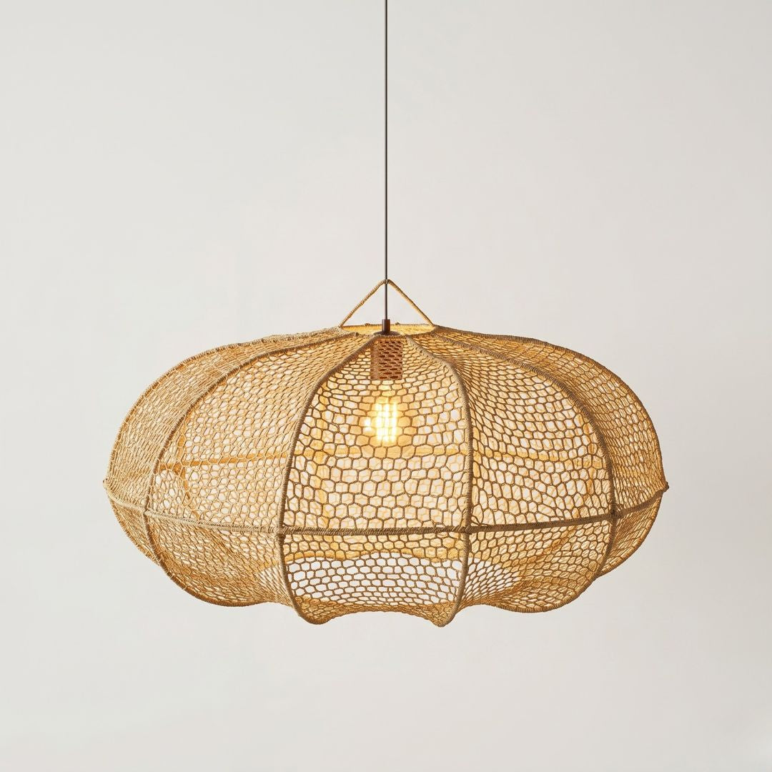 Artisanal Raffia Pendant Light - Handwoven