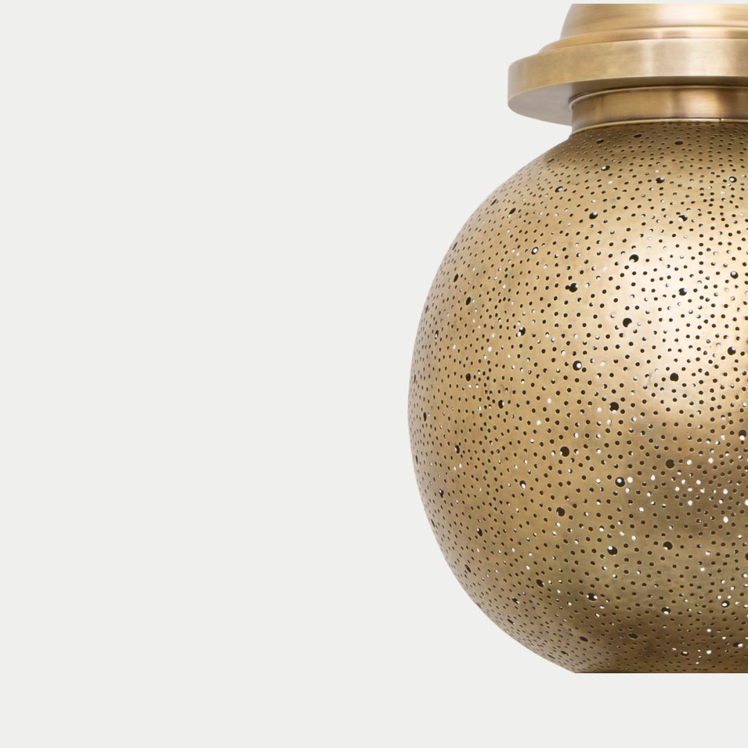 Bader :Hand-Pierced Brass Globe Pendant