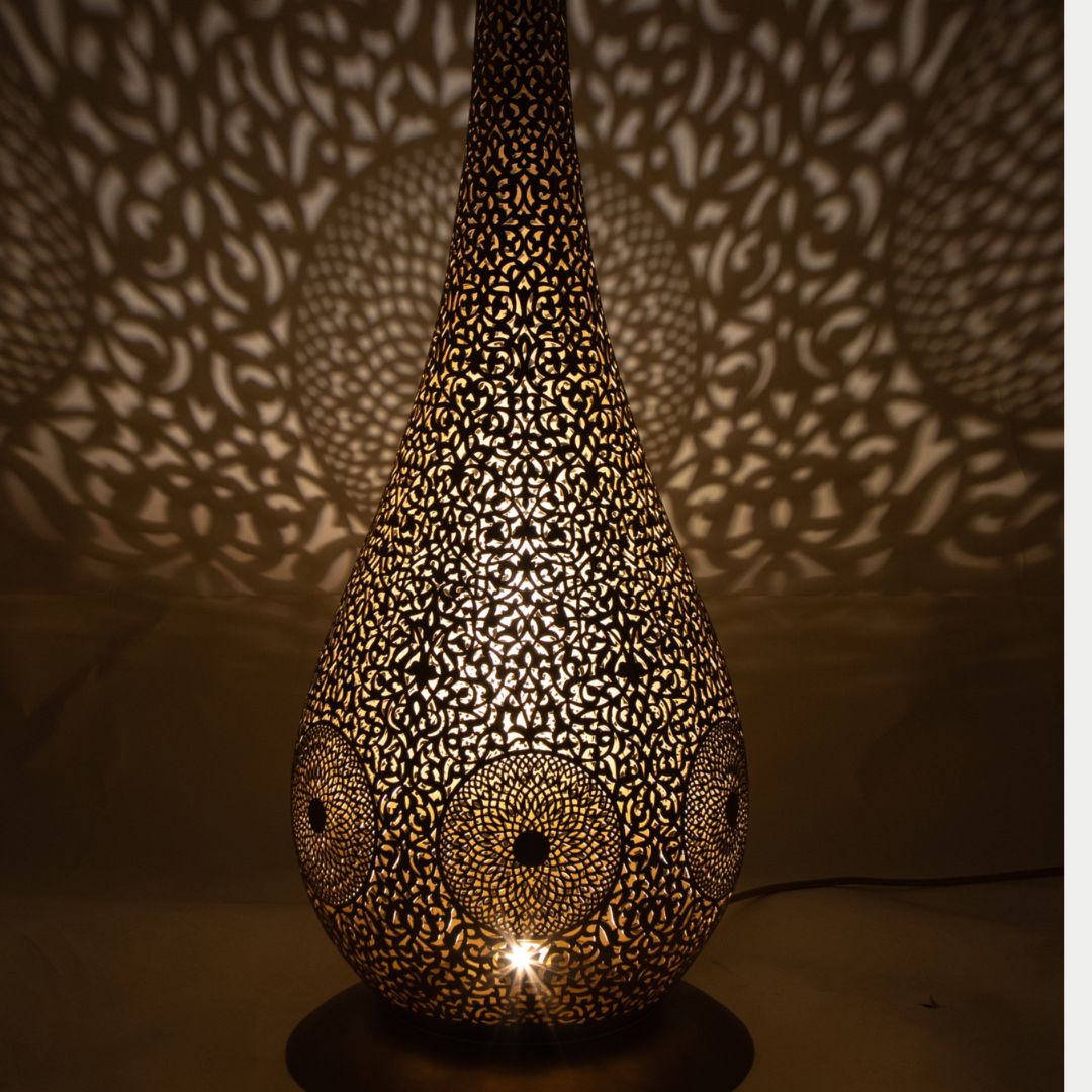 Mareya : Hand-Etched Moroccan Brass Floor Lamp