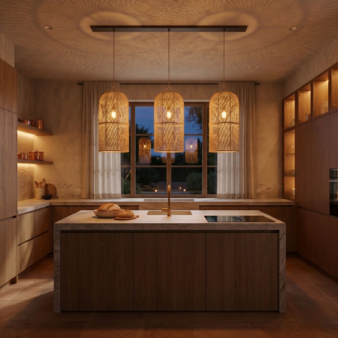 Artisanal Woven Raffia Capsule Pendant Light