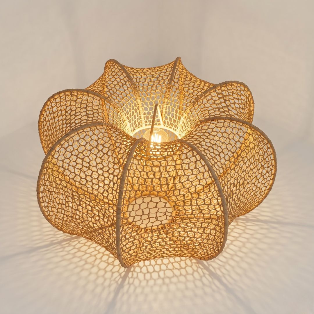 Hand-Woven Raffia Pendant Light