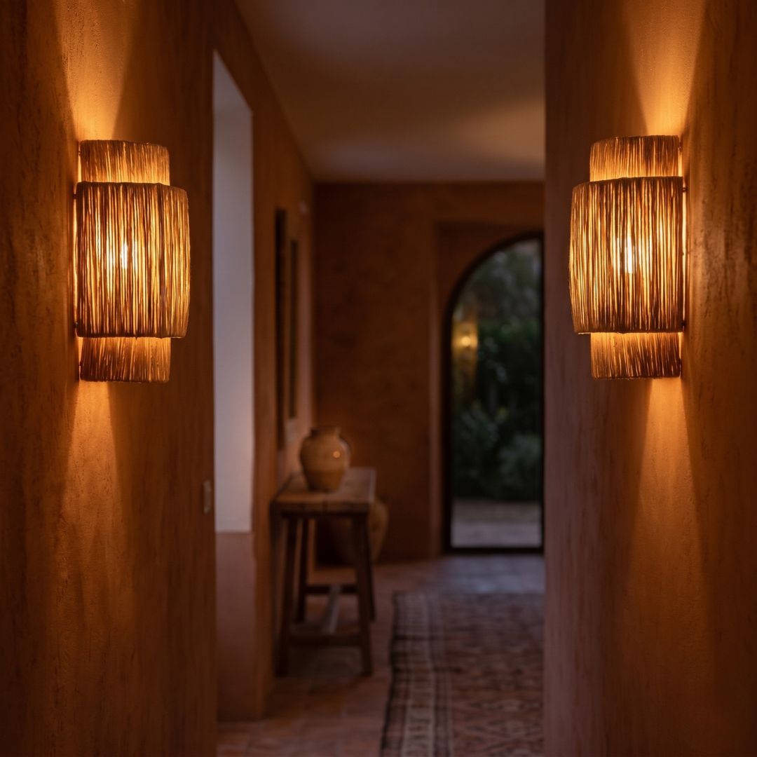Zarafa Tiered Raffia Wall Sconce