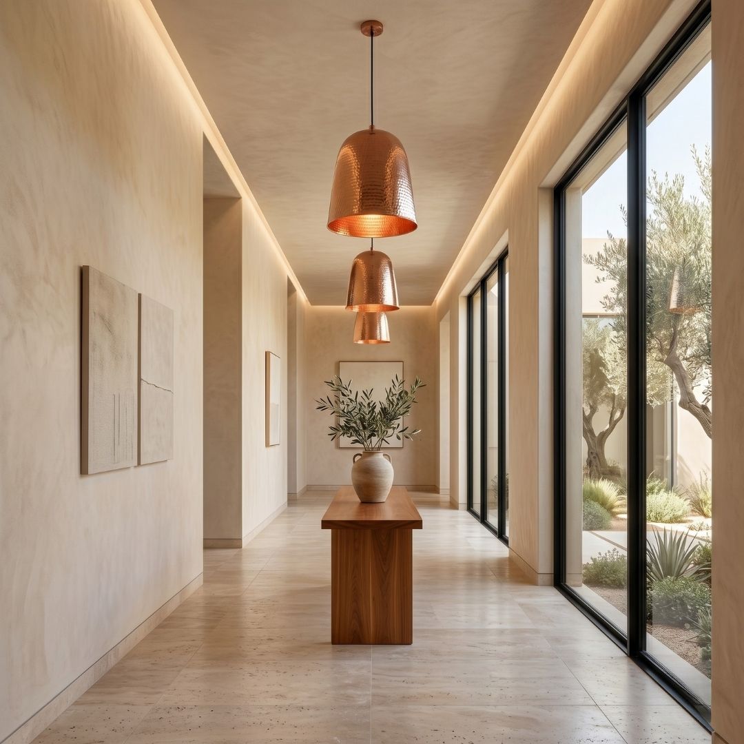 Hand-Hammered Solid Copper Bell Pendant Light