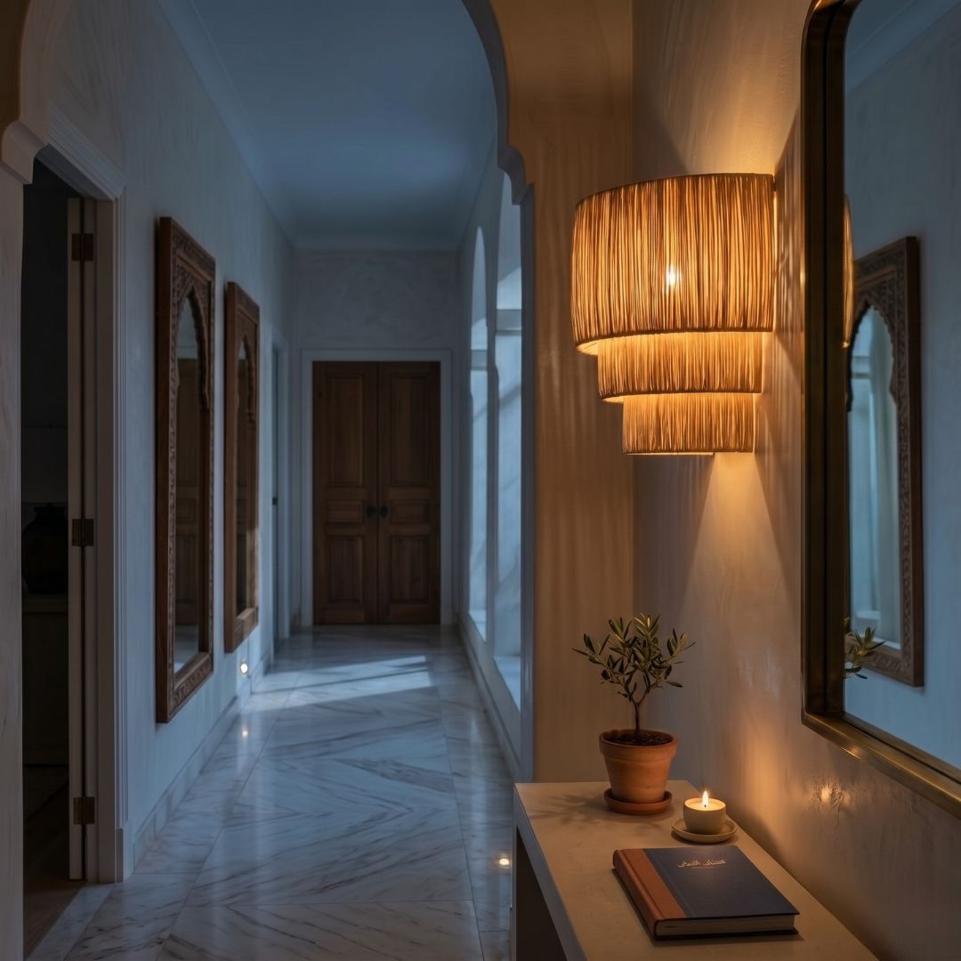 Woven Rafia Tiered Table Lamp
