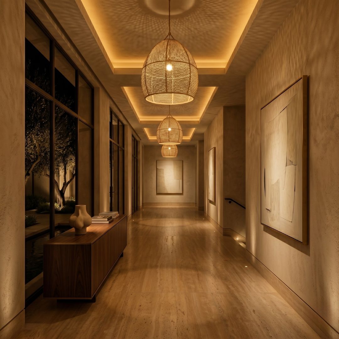 Artisanal Woven Raffia Dome Pendant Light