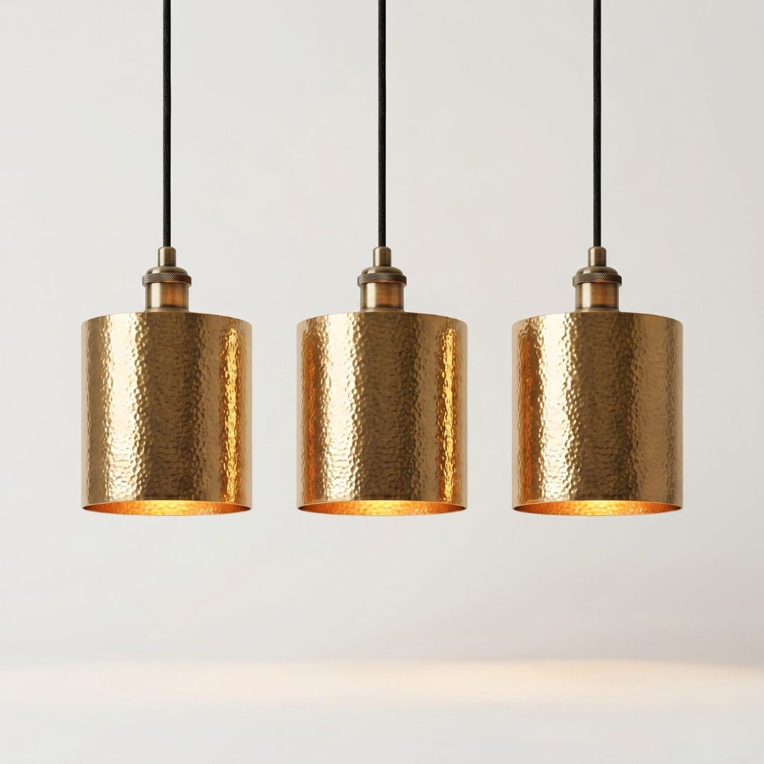 Aurelius Hammered Brass Cylinder Pendant Light