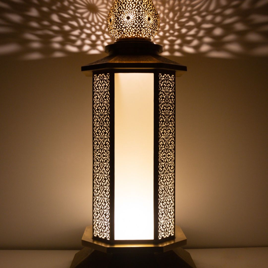 Hand-Engraved Moroccan Brass Floor Lantern