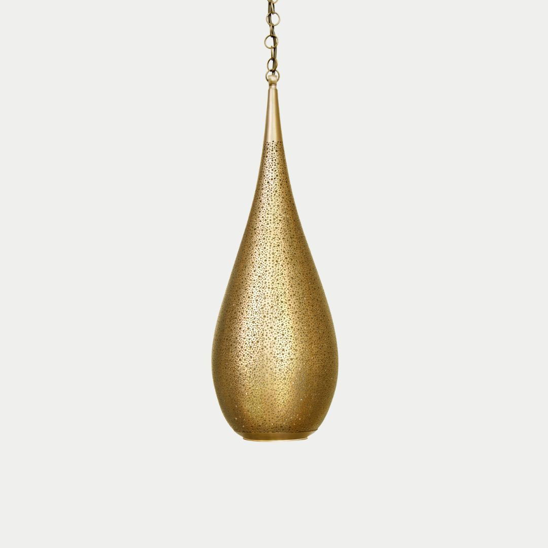 Rawaa : Hand-Pierced Brass Teardrop Pendant