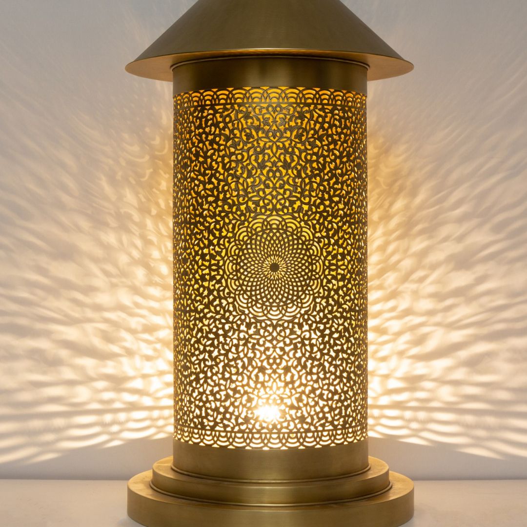 Atlas : Intricately Engraved Brass Floor Lantern