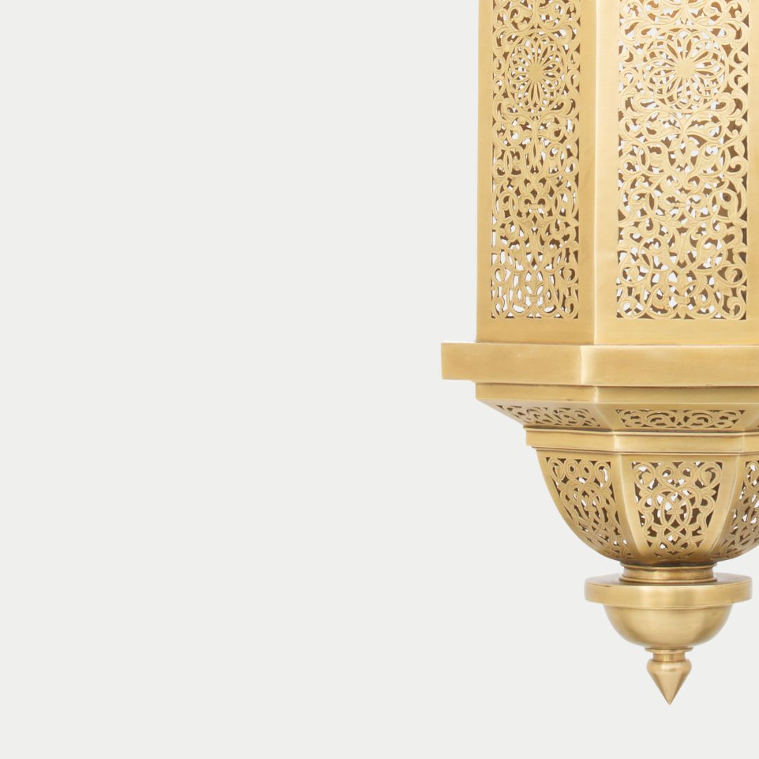 Shahida : Handcrafted Moroccan Hexagonal Brass Lantern