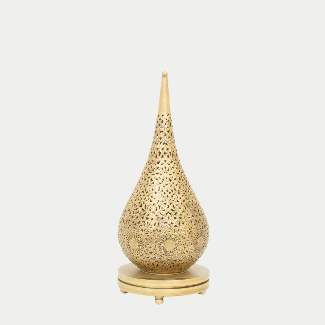 Hand-Etched Brass Teardrop Lamp