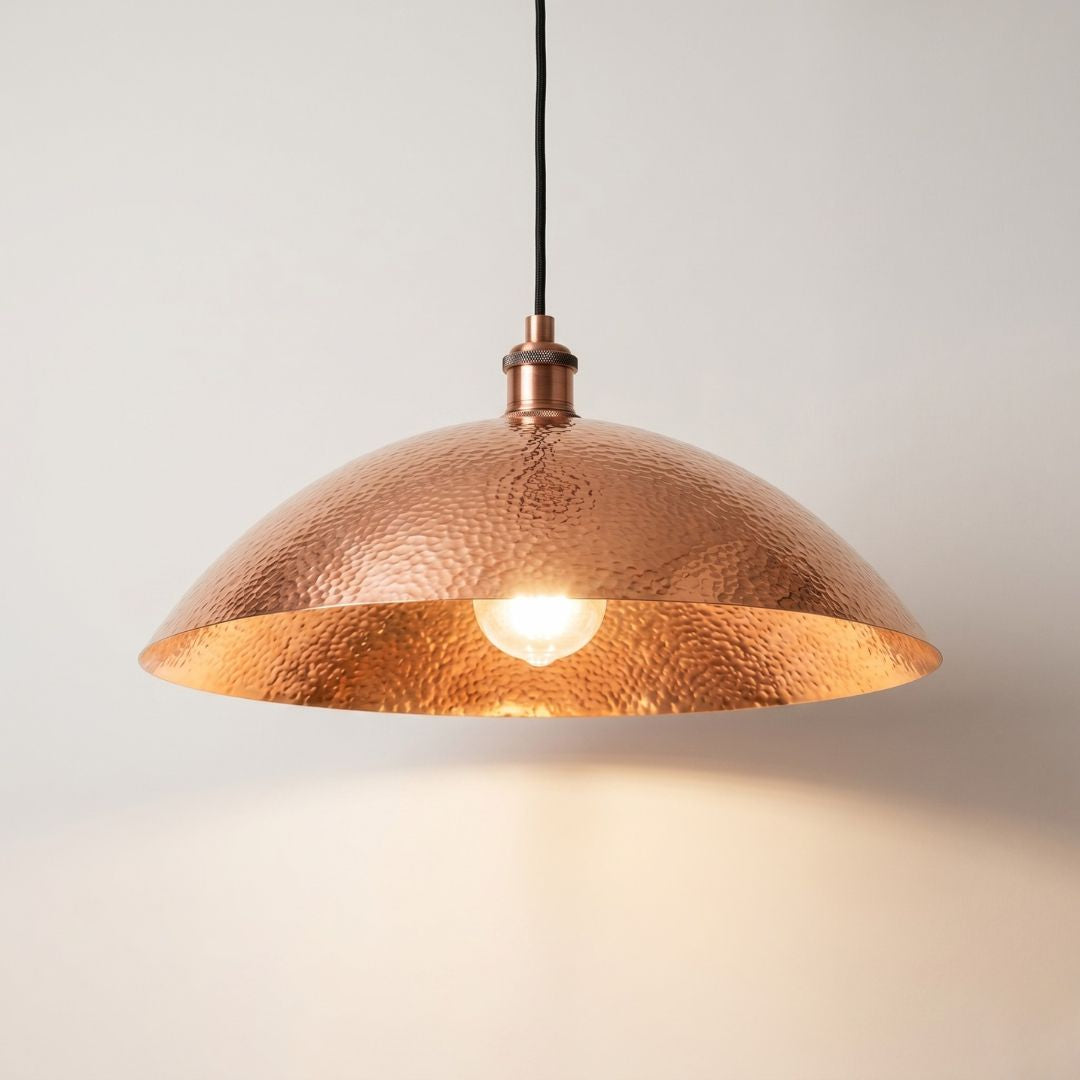 Hand-Hammered Copper Dome Pendant