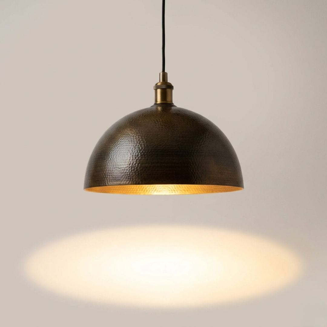 Artisan Hammered Bronze Dome Pendant Light