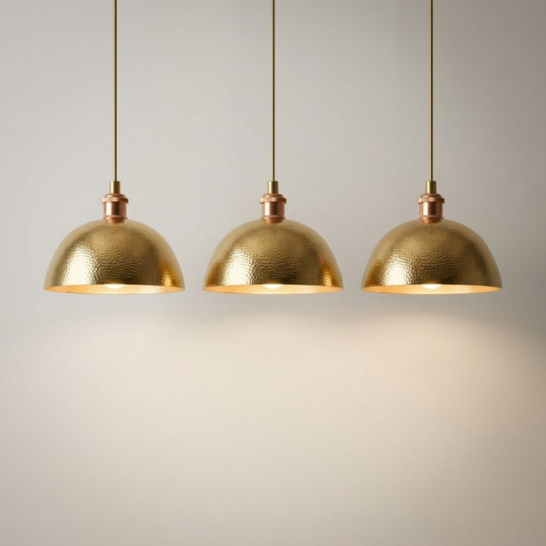 Hand-Hammered Brass Dome Pendant Light