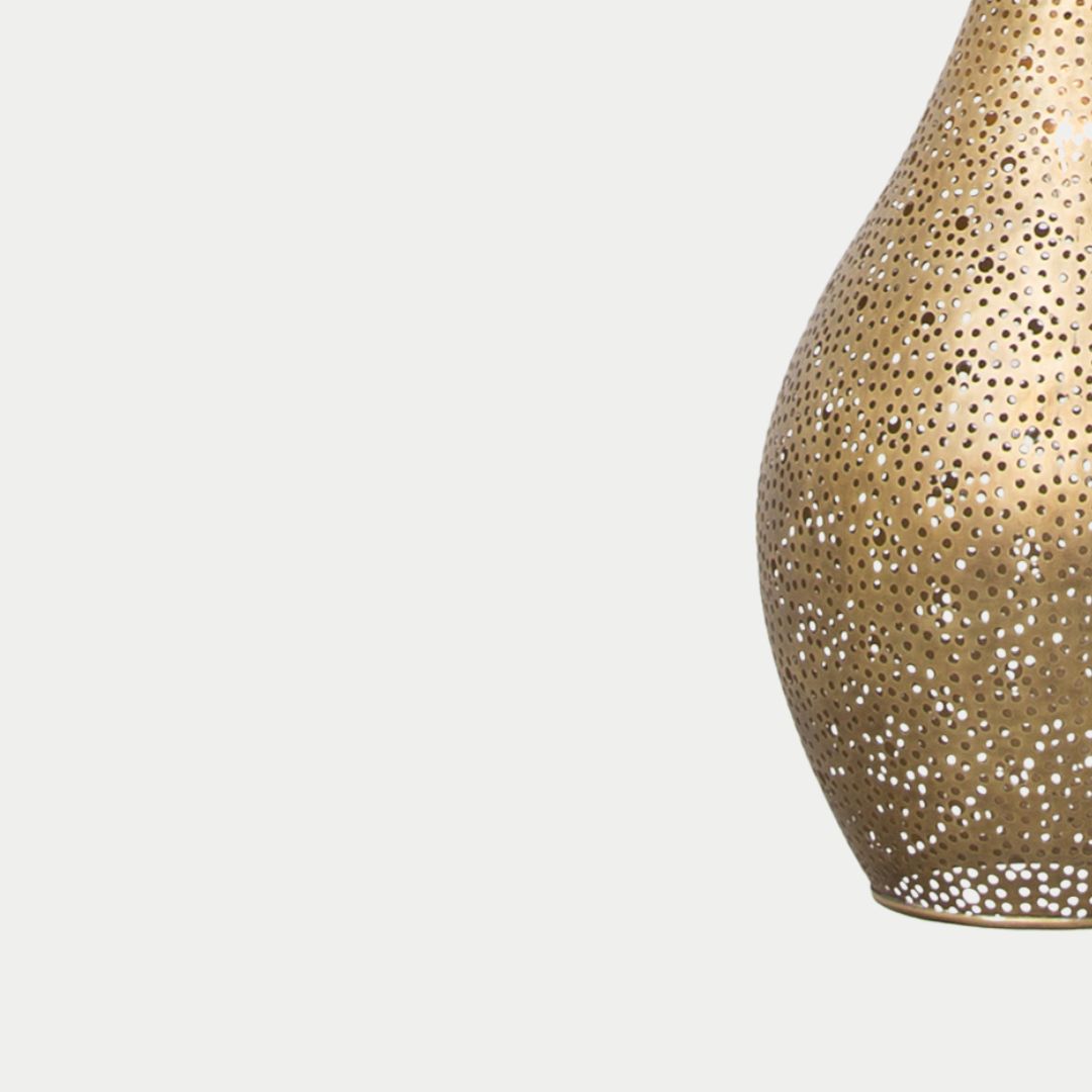 Nada : Elongated Moroccan Brass Pendant