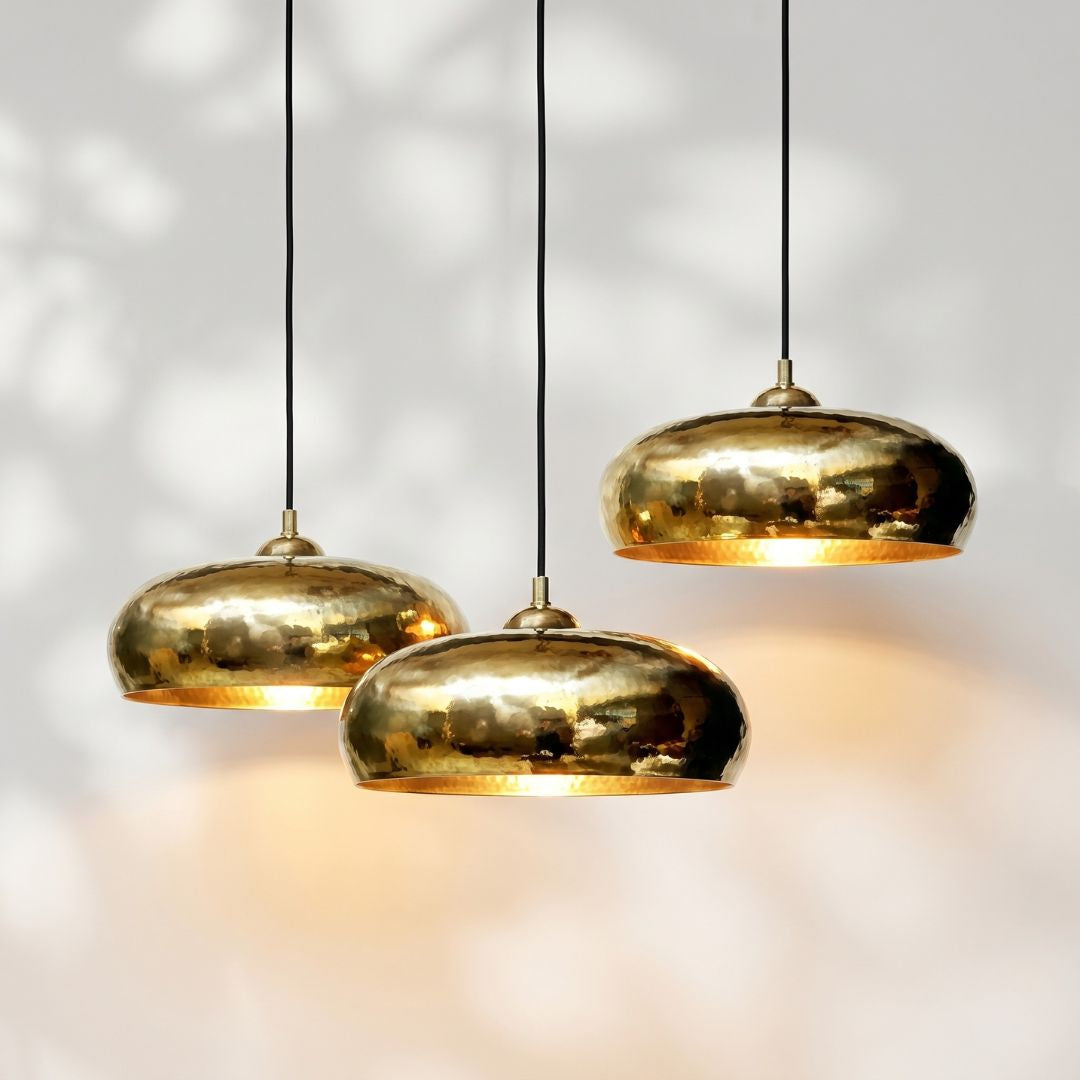 Atlas Hammered Brass Dome Pendant