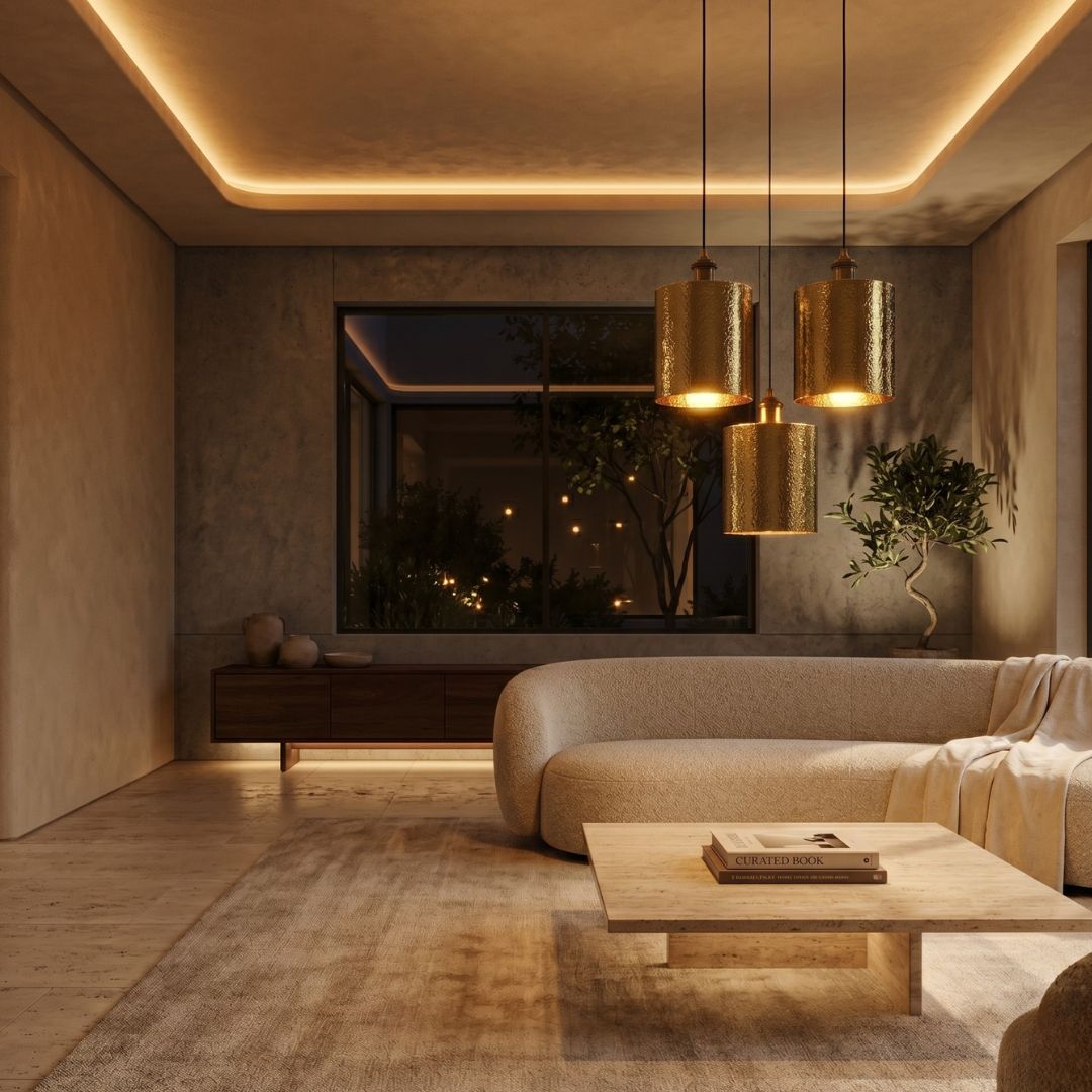 Aurelius Hammered Brass Cylinder Pendant Light