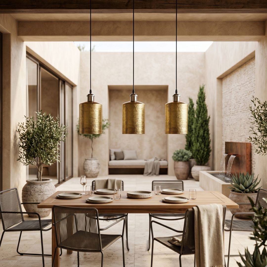 Hand-Hammered Brass Cylinder Pendant Light