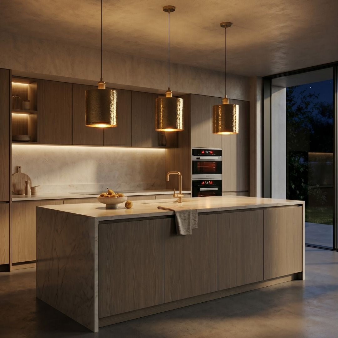 Aurelius Hammered Brass Cylinder Pendant Light