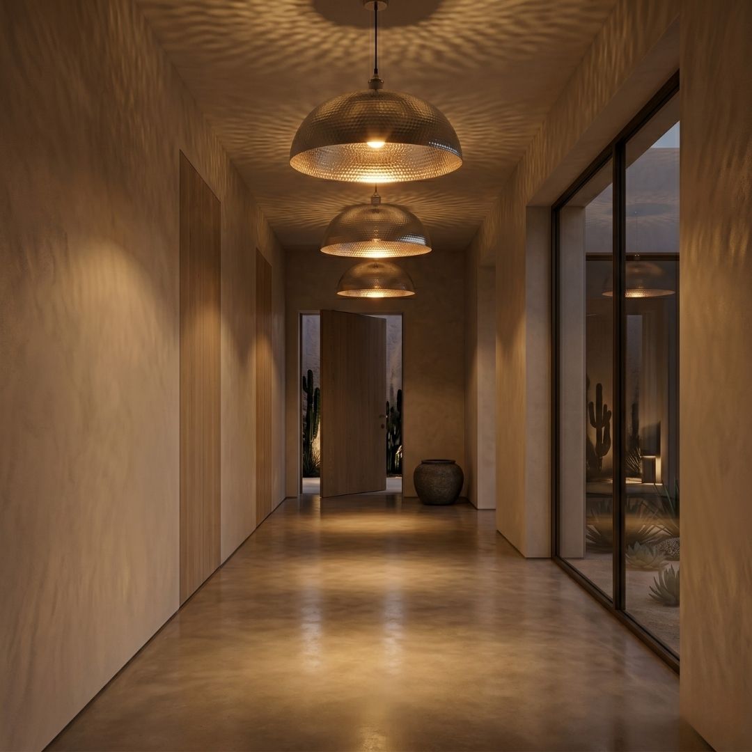 Hand-Hammered Silver Dome Pendant Light