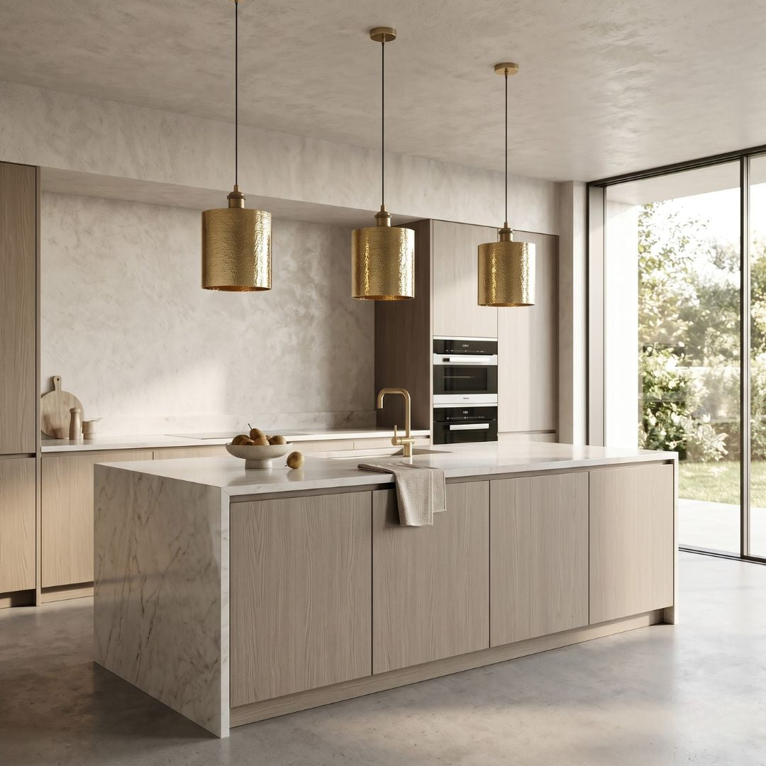 Aurelius Hammered Brass Cylinder Pendant Light