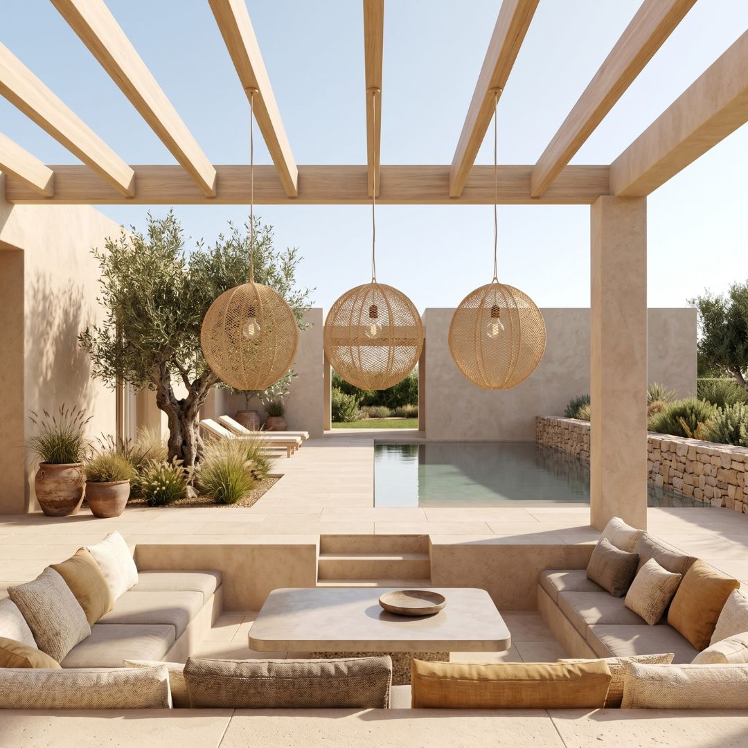 Artisanal Woven Raffia Orb Pendant Light