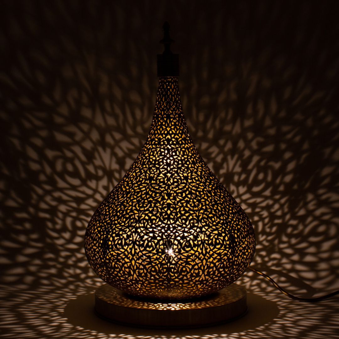 Artisanal Brass Filigree Table Lamp